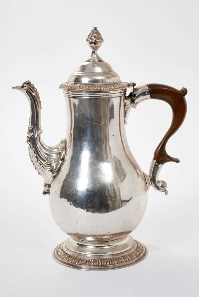 Lot 436 - 18th century coffee pot of baluster form,