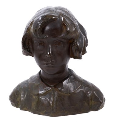 Lot 783 - Alimondo Ciampi (1876-1939), bronze bust of a Young Girl, signed and dated, 32.5cm