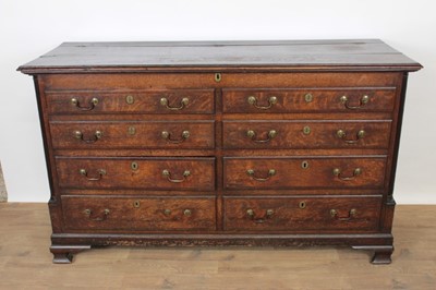 Lot 1349 - 18th century oak and walnut crossbanded mule chest