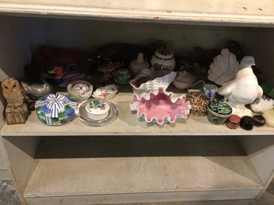 Lot 232 - A shelf of duck figurines, boxes and other ornaments