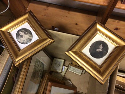 Lot 589 - Two boxes of pictures and prints, including Victorian and later portraits