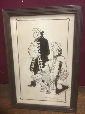 Lot 262 - English School, early 20th century - pen and ink, cartoon, signed Will H., 29 x 18cm, framed