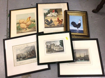 Lot 590 - Group pictures and prints including cockerels and various other engravings