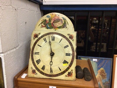 Lot 591 - 19th century painted pendulum clock with weights