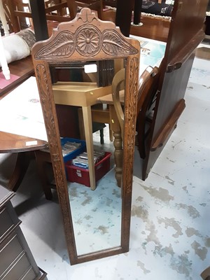 Lot 920 - Good quality bevelled dressing table mirror in carved oak frame and one other oak framed mirror