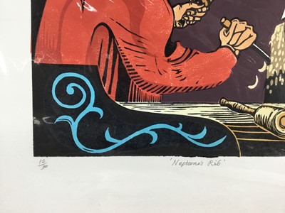 Lot 206 - Penny Berry Paterson (1941-2021) colour linocut print, Neptune’s rib