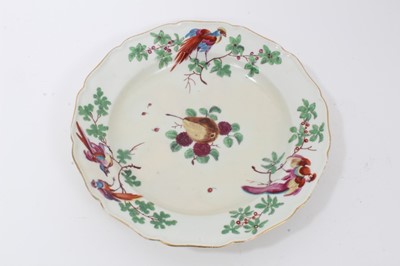 Lot 159 - A Worcester plate, painted in the London atelier of James Giles with birds and fruits, circa 1770