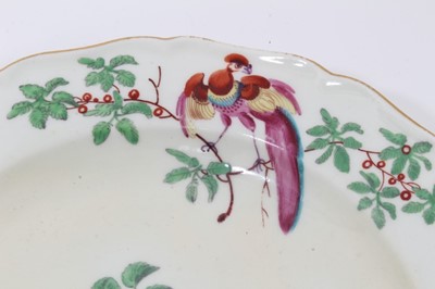 Lot 204 - A Worcester plate, painted in the London atelier of James Giles with birds and fruits, circa 1770