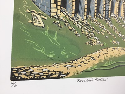 Lot 81 - Penny Berry Paterson (1941-2021) colour linocut print, Rosedale Relics