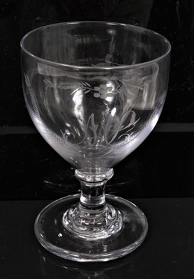 Lot 205 - An early 19th century glass rummer, a tumbler and a Victorian engraved glass