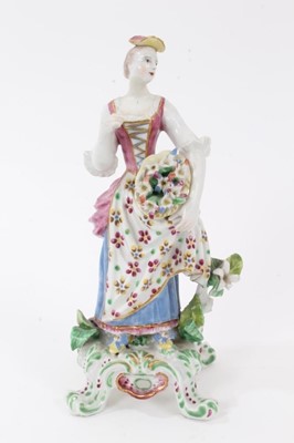 Lot 208 - A Bow figure of a young woman, circa 1760-65