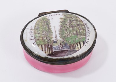 Lot 756 - An early 19th century enamel box 'A Present from Cheltenham'