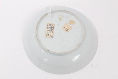 Lot 195 - A Badderley-Littler saucer, painted in Chinese famille rose style, circa 1780-85