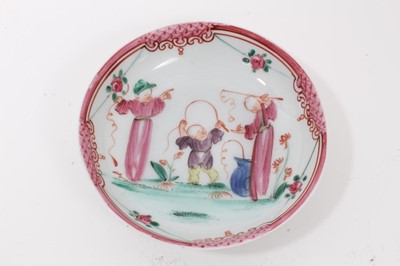 Lot 196 - A Badderley-Littler saucer, painted with Chinese figures, circa 1777-85
