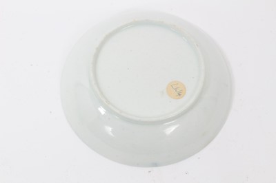 Lot 116 - Lowestoft blue and white tea bowl and saucer, circa 1780