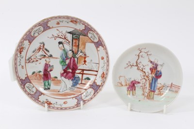 Lot 214 - A Chinese famille rose saucer dish and a saucer, Qianlong
