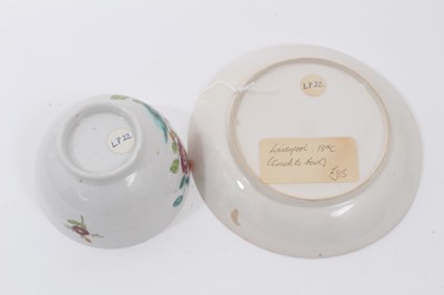Lot 215 - Two Liverpool polychrome tea bowls and saucers, circa 1780