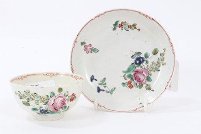 Lot 215 - Two Liverpool polychrome tea bowls and saucers, circa 1780