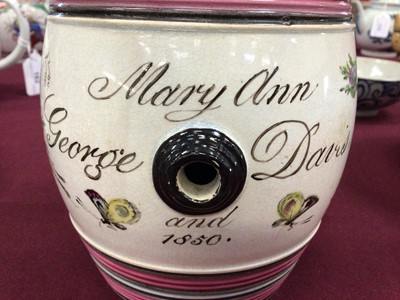 Lot 100 - A Bristol pearlware spirit barrel dated 1850