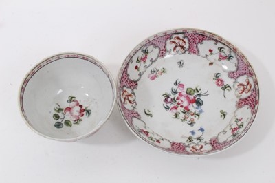 Lot 117 - A Chinese Export blue and white bowl, a similar coffee cup, a New Hall type tea bowl and saucer, and a Minton 'Crazy Cow' pattern saucer