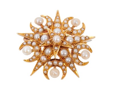 Lot 688 - Victorian gold and seed pearl pendant brooch