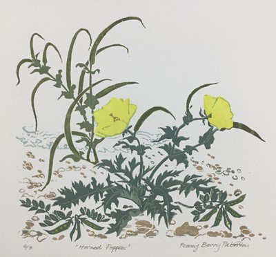 Lot 141 - Penny Berry Paterson (1941-2021) colour linocut, Sea Kale, signed, inscribed and numbered 7/10, image 19 x 28cm, together with two others by the same hand