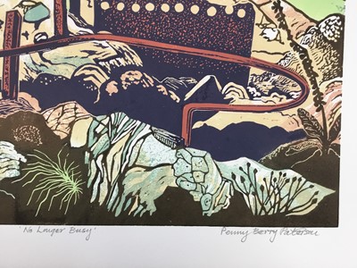 Lot 142 - Penny Berry Paterson (1941-2021) colour linocut, No longer busy, signed, inscribed and numbered 7/30, image 42 x 33