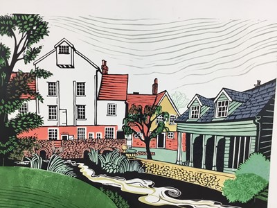 Lot 133 - Penny Berry Paterson (1941-2021) colour linocut print, Wiston Mill, signed inscribed and numbered 14/30, image 30 x 41cm