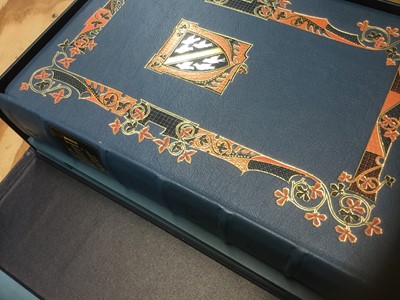 Lot 1726 - Book- Folio Society, The Luttrell Psalter, 2006 facsimile edition reproduced from the British Library Editional. MS42130 and printed at Cambridge University Press, original blue morocco, the bindin...