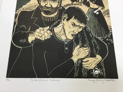 Lot 575 - Penny Berry Paterson (1941-2021) colour linocut, Peter Grimes Returns