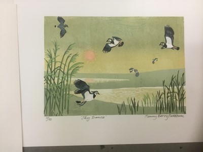 Lot 170 - Penny Berry Paterson (1941-2021) colour linocut, Sky Dance. signed, inscribed and numbered 18 x 24 image 18 x 26cm, together with three further prints by the same hand