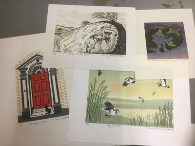 Lot 166 - Penny Berry Paterson (1941-2021) colour etching, Red Lion Prospect, signed, inscribed and numbered 8/10, image 26 x 35cm, together with another four further prints by the same hand