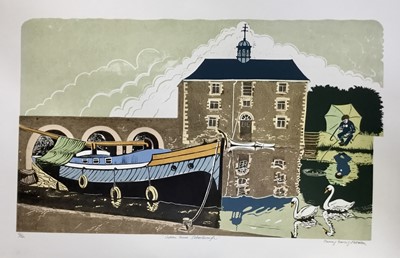 Lot 642 - Penny Berry Paterson (1941-2021) three colour linocuts - ‘Custom House, Peterborough’ signed, inscribed and numbered 14/22, 20/22, 21/22, image 48 x 75cm