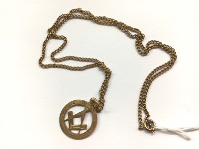 Lot 767 - Early 20th century 9ct rose gold Masonic pendant, Birmingham 1923, on gilt metal chain