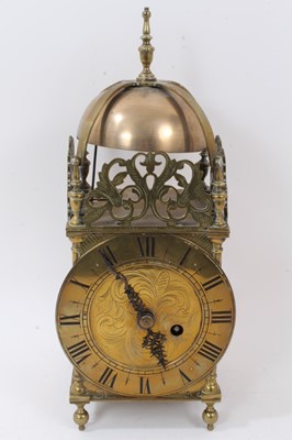 Lot 963 - Antique brass lantern clock