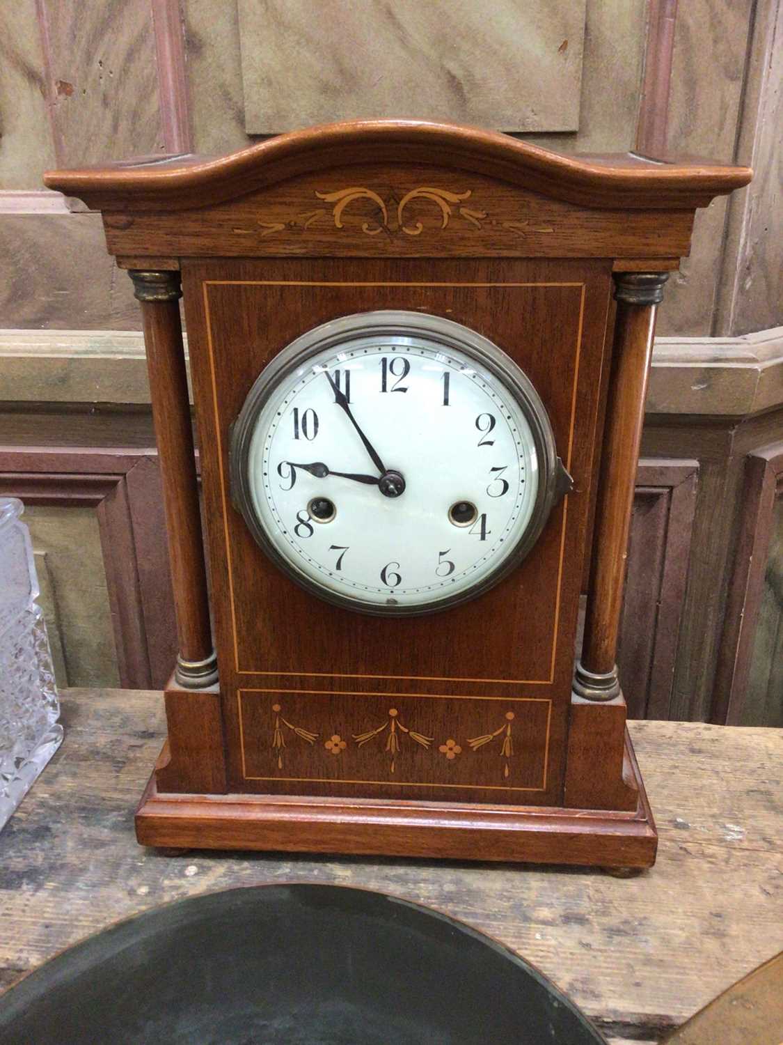 Lot 27 - Edwardian inlaid mahogany cased mantel clock