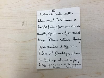 Lot 5 - Lady Elizabeth Bowes-Lyon (later H.M. Queen Elizabeth The Queen Mother), handwritten copy of the poem 'If ' by Rudyard Kipling written in ink on Glamis Castle headed writing paper with black edgin...