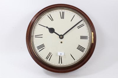 Lot 967 - Large 19th century wall dial with 15” circular painted dial mahogany case