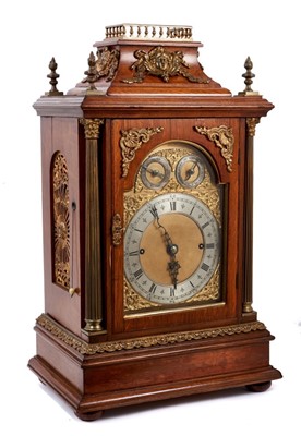 Lot 965 - Large late 19th century bracket clock with 8 day fusee Westminster chiming 
movement ...