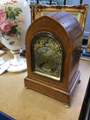 Lot 171 - Late 19th century 8 day bracket clock by Winterhalder & Hofmeier with arched 
brass dial in lancet shape case