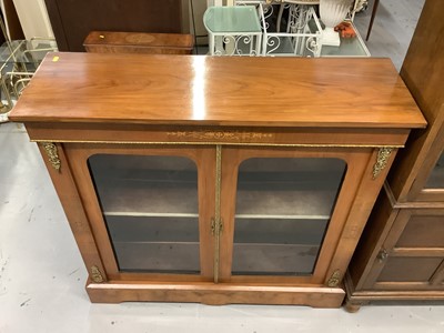 Lot 880 - Victorian inlaid walnut display cabinet enclosed by two arched glazed doors