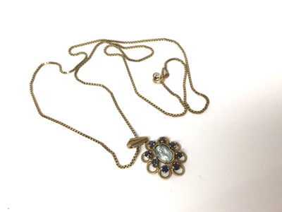 Lot 656 - 9ct gold gem set pendant on 9ct gold chain