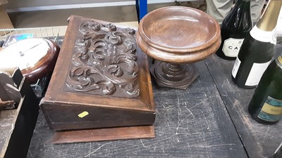 Lot 150 - Hummel figure, oak bowl and other carved oak pieces