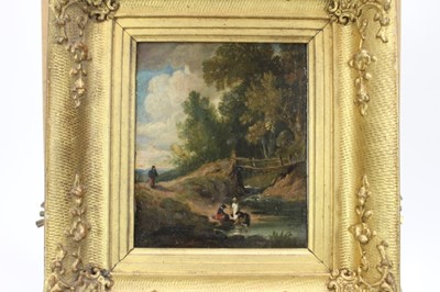 Lot 1075 - Attributed to James Arthur O'Connor oil on panel, figures in landscape