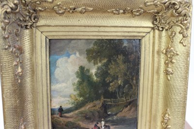 Lot 1075 - Attributed to James Arthur O'Connor oil on panel, figures in landscape