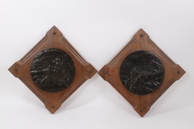 Lot 814 - Huguenin: Pair of early 20th century bronze plagues depicting lifeboat rescue scenes