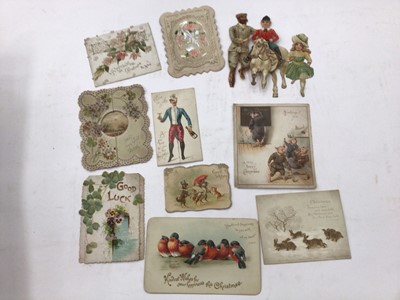 Lot 1422 - Collection of Victorian and later greeting cards in Victorian work box