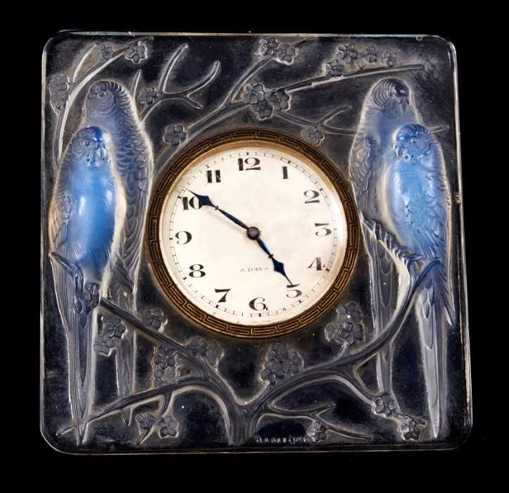 Lot 113 - Fine Rene Lalique Budgerigar glass clock
