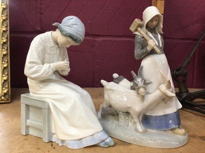 Lot 567 - Copenhagen porcelain figure of a goat herder and Bing & Grondahl seated figure (2)