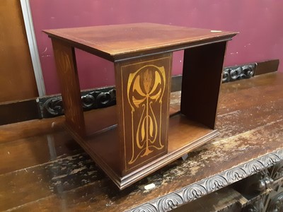 Lot 857 - Art Nouveau inlaid mahogany table top bookcase